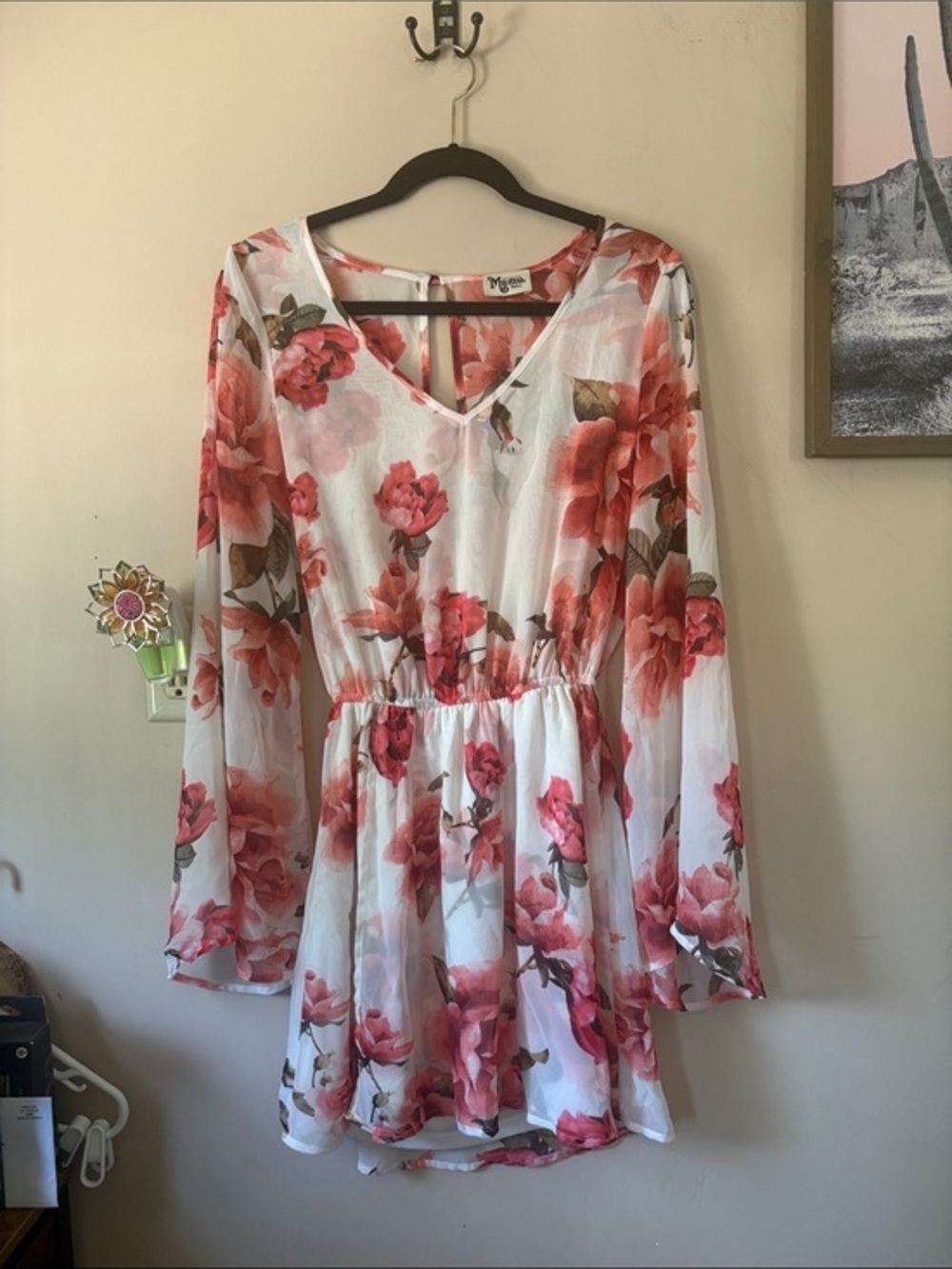 Show Me Your Mumu Runaway Pink & White Floral Print Mini Dress Size Small